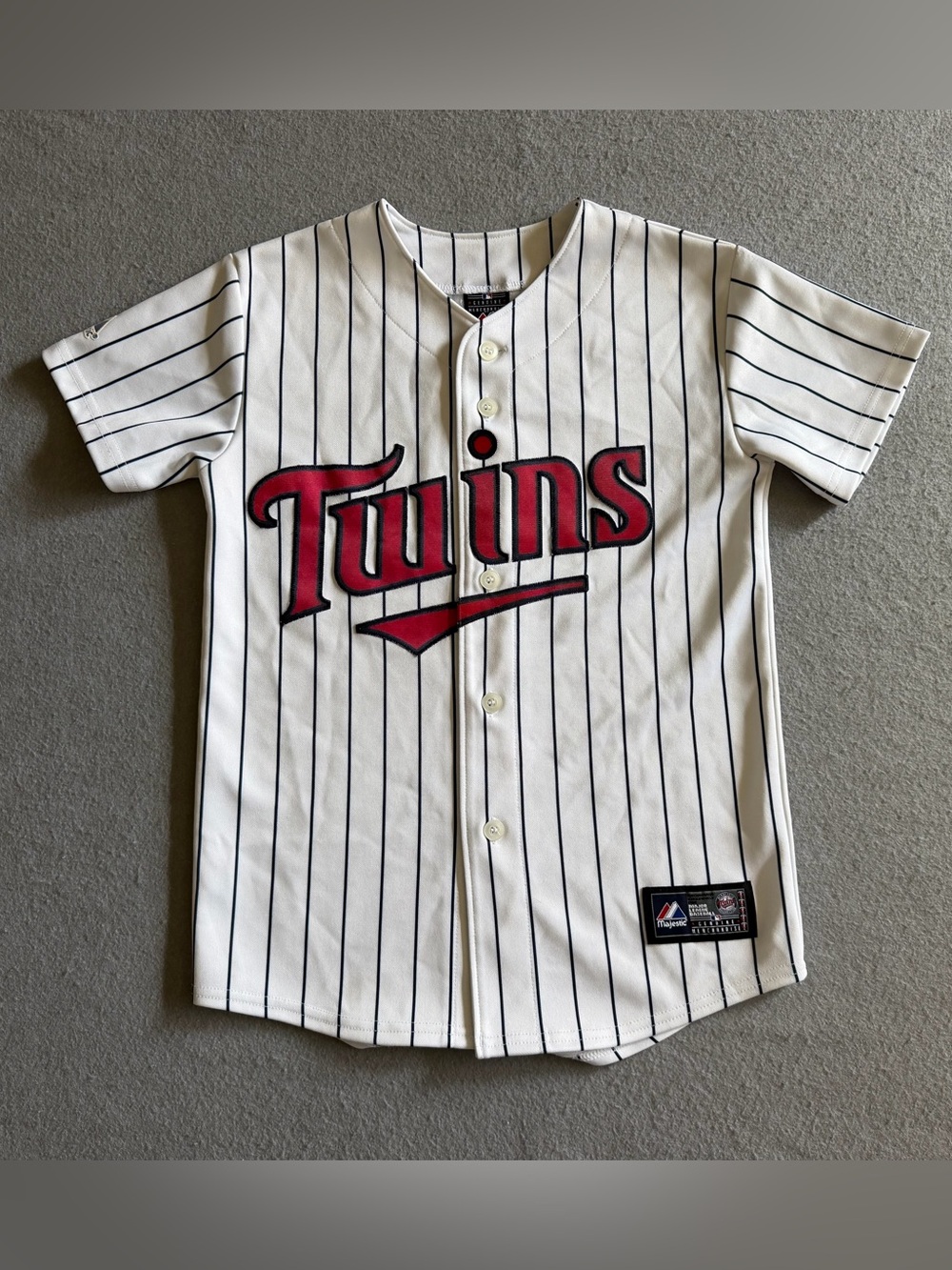Majestic Joe Mauer Minnesota Twins Jersey Youth Medium White Pinstripe MLB #7